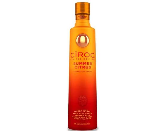 Order Ciroc Summer Citrus, 750mL vodka (35% ABV) food online from Woodbury Wine & Spirits store, ORLANDO on bringmethat.com