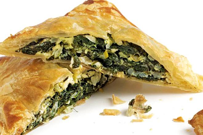Order Spanakopita food online from Santorini Gyros Greek Restaurant store, Cathedral City on bringmethat.com