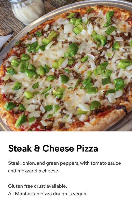 Order Steak and Cheese Pizza food online from Manhattan Pizza store, Fairfax on bringmethat.com