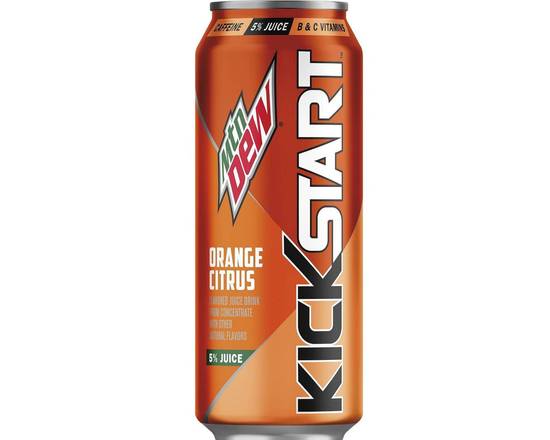 Order Mountain Dew Kickstart Energizing Orange Citrus Sparkling Juice Beverage - 16 fl oz Can food online from Trumbull Super Stop store, Trumbull on bringmethat.com