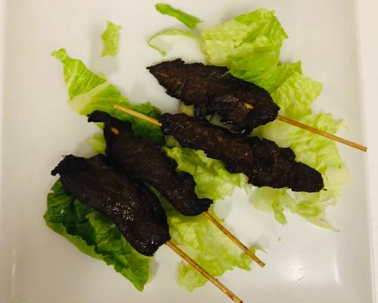 Order Beef on Sticks (4 pcs) 牛肉串 food online from Spring Garden store, Washington on bringmethat.com
