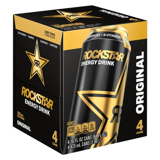 Order Rockstar Original 4ct 16oz Can food online from Everyday Needs by Gopuff store, Coral Gables on bringmethat.com