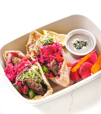 Order LAMB KOFTA PITA SANDWICH food online from Abbale Telavivian Kitchen store, Miami Beach on bringmethat.com