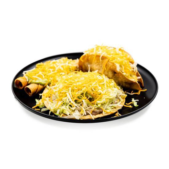 Order Combo #1 (Bean Tostada and Beef Taco) food online from Muchas Gracias store, Josephine County on bringmethat.com