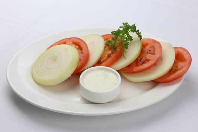 Order Sliced Tomato & Onion Salad (For 2) food online from Benjamin Steakhouse store, White Plains on bringmethat.com