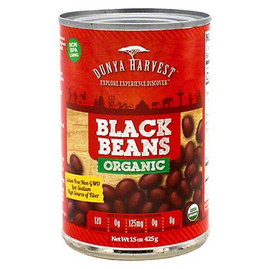 Order Dunya Harvest Organic Canned Black Beans 15oz food online from Everyday Needs by Gopuff store, Montgomery on bringmethat.com