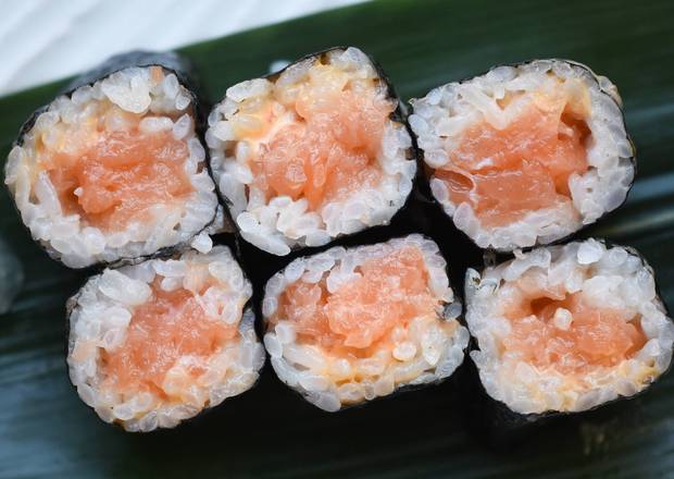 Order Spicy Salmon Cut Roll food online from Nobu Miami store, Miami Beach on bringmethat.com