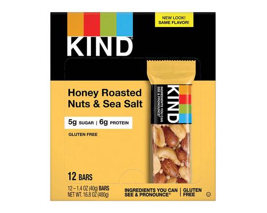Order Kind Honey Roasted Nuts& Sea salt Box 12 Bars food online from Fresko Market store, Miami on bringmethat.com