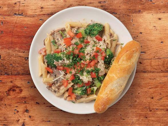 Order Salmon Pesto Pasta food online from La Madeleine Country French Cafe store, Harahan on bringmethat.com