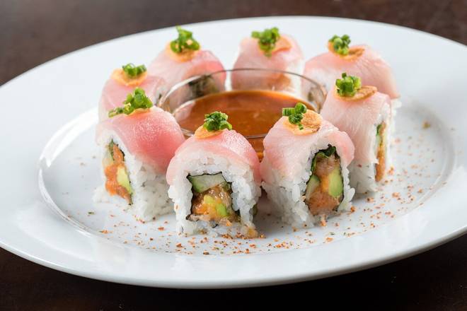 Order CHILI PONZU YELLOWTAIL ROLL* food online from RA Sushi Bar store, Las Vegas on bringmethat.com