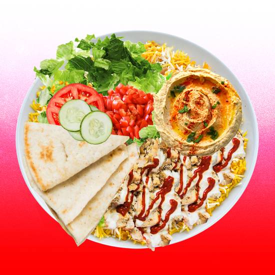 Order Spicy Chicken Shawarma Hummus Platter food online from Spicy Platters store, Fresno on bringmethat.com