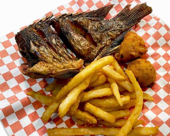 Order F3. Fried Tilapia Basket (2) food online from Captain King's Seafood City store, Memphis on bringmethat.com