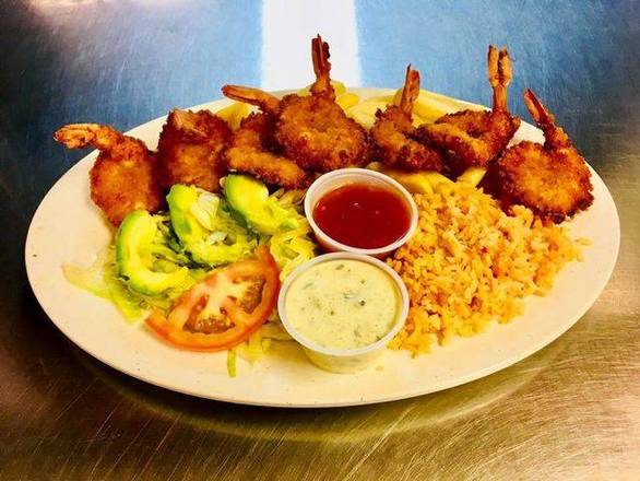 Order Breaded Shrimp (Camarones Empanizados) (7 pcs) food online from Taqueria Puro Jalisco store, Pasadena on bringmethat.com
