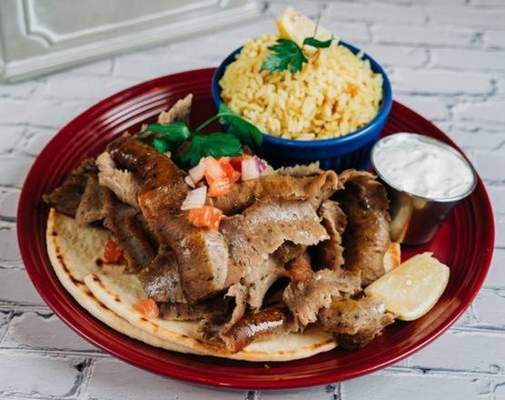 Order Gyro Plate Entree food online from The Great Greek Mediterranean Grill store, Troy on bringmethat.com