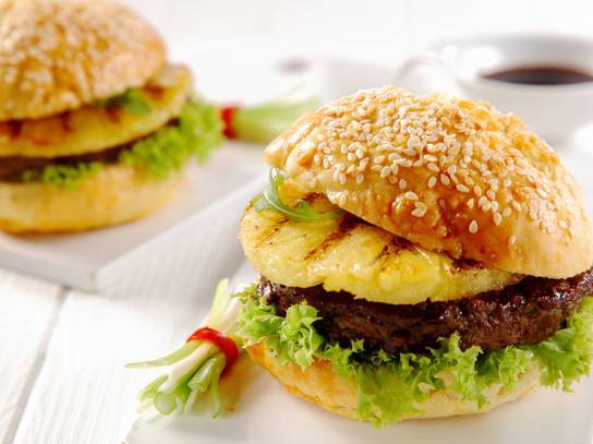 Order Hawaiian Burger food online from Falafel Flame store, Sunnyvale on bringmethat.com