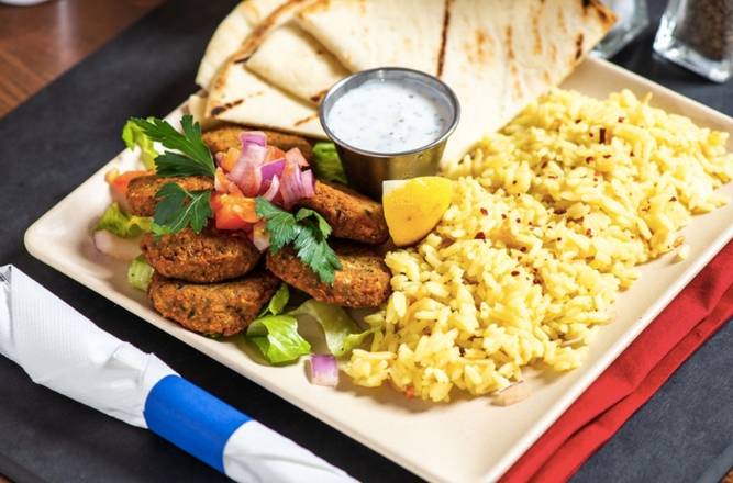 Order Falafel Plate food online from The Great Greek Mediterranean Grill store, Westminster on bringmethat.com