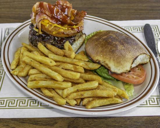 Order Rodeo Burger food online from Family Tree Restaurant store, Amherst on bringmethat.com