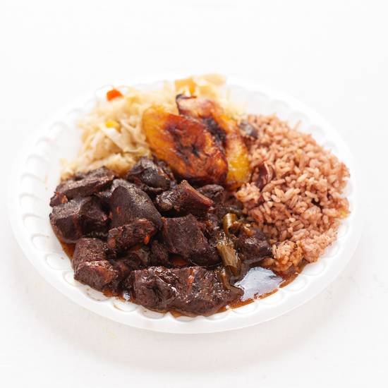 Order Stew Beef Large food online from Lawrence Caribbean Restaurant store, Charlotte on bringmethat.com