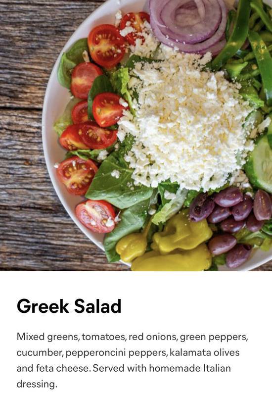 Order Greek Salad food online from Manhattan Pizza store, Fairfax on bringmethat.com