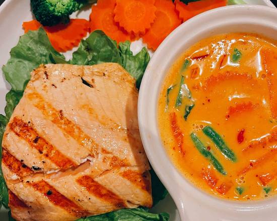 Order Grilled Salmon Panang  ํ GF food online from Jai Dee Restaurant store, New York on bringmethat.com