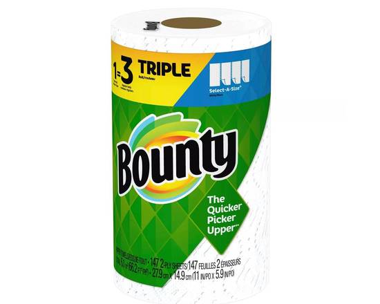 Order Bounty Select-A-Size Paper Towels, White 108 sheets food online from Trumbull Super Stop store, Trumbull on bringmethat.com