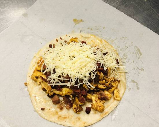 Order Chorizo, Egg, Bacon, & Cheese food online from Donut Tacos Palace store, Austin on bringmethat.com