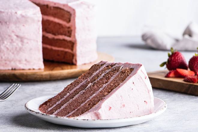 Order Strawberry Cake Slice food online from Newk's Eatery store, Pensacola on bringmethat.com