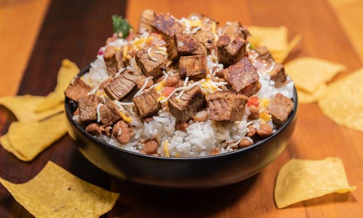 Order Steak Rice Bowl (Chips Included) food online from Xochimex Cantina Grill store, Miami on bringmethat.com