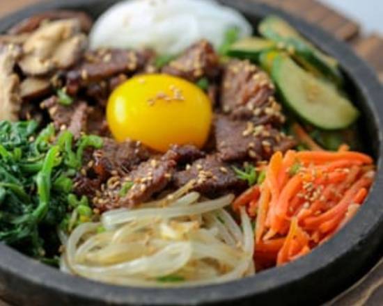 Order Hot Stone Bibimbap food online from Gangnam Korean Restaurant store, Jacksonville on bringmethat.com