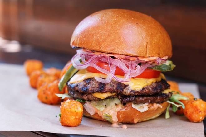 Order All-American Burger* food online from Lazy Dog Restaurant & Bar store, Addison on bringmethat.com