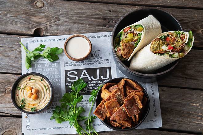 Order Steak Shawafel food online from Sajj store, San Francisco on bringmethat.com
