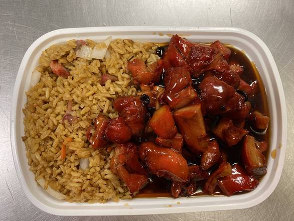 Order D14. Bourbon Chicken Combination Plate food online from Asia Express store, Goose Creek on bringmethat.com