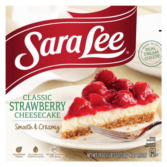 Order Sara Lee Frozen Classic Strawberry Cheesecake 19in 19oz food online from Everyday Needs by Gopuff store, St. Petersburg on bringmethat.com