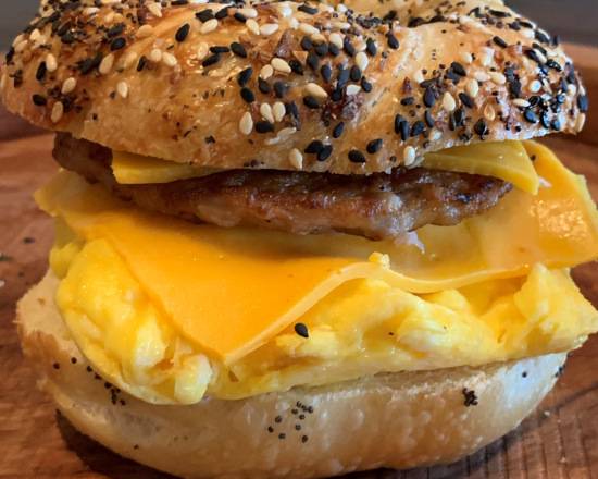 Order Sausage Eggs and Cheese on a Bagel  food online from Brooklyn Bagel Boys store, New York on bringmethat.com
