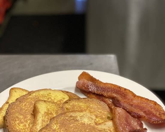Order 2 French Toast & Bacon or sausage food online from Roo Roo Diner store, Largo on bringmethat.com