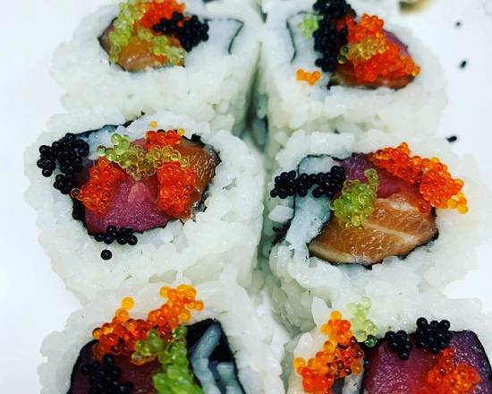 Order Salmon Tuna and Tobiko Roll (8 pcs) food online from Sirinan’s Thai&Japanese Restaurant store, Wallingford on bringmethat.com