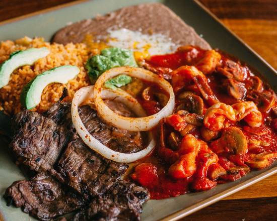 Order Carne Asada w/ 4 Camarones food online from La Palmera store, seattle on bringmethat.com