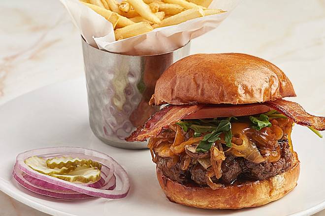 Order Hickory Smokehouse Cheddar Burger food online from Silver Diner store, Falls Church on bringmethat.com