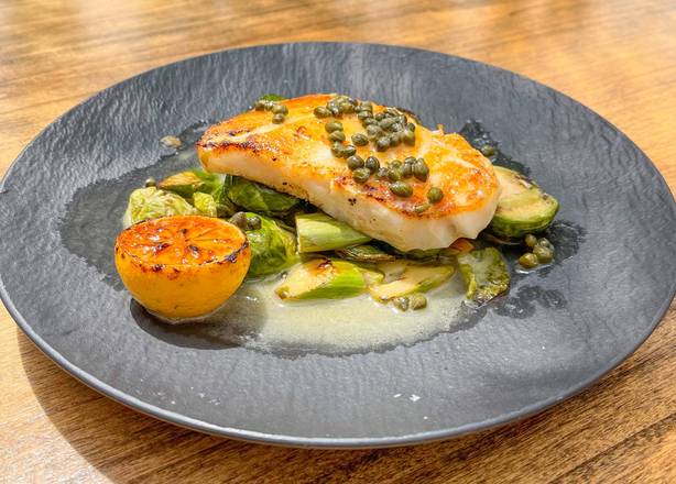 Order Merluza Negrat (8 Oz) Black seabass food online from H&H Brazilian Steakhouse store, Los Angeles on bringmethat.com