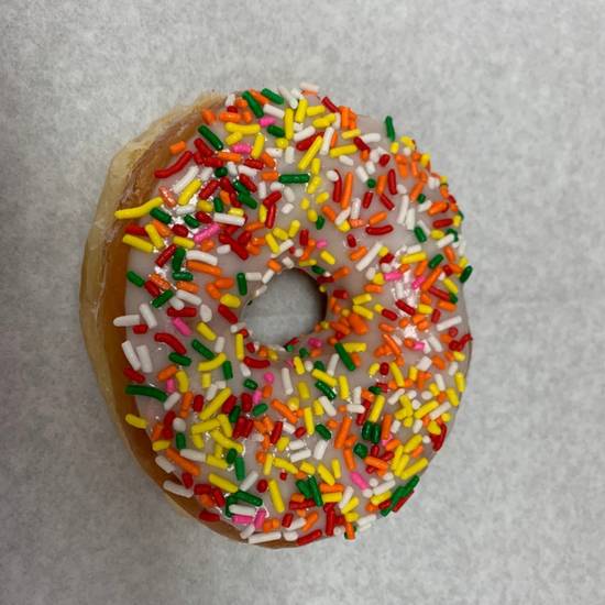 Order Vanilla Rainbow Sprinkles Raised Glaze food online from Tasty Donuts store, West Hollywood on bringmethat.com