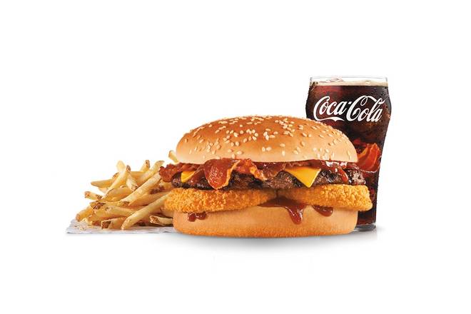 Order Western Bacon Cheeseburger® Combo food online from Hardee 2915 store, Roanoke on bringmethat.com