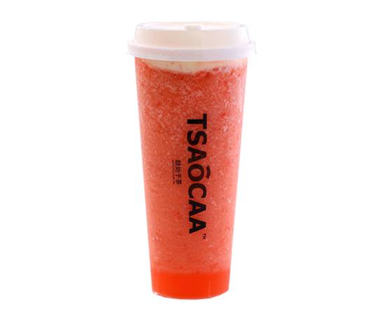 Order Iced Strawberry Green Tea Slush w. Foam food online from Tsaocaa store, Philadelphia on bringmethat.com