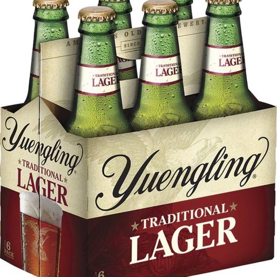 Order Yuengling Lager 6 Pack Bottles 4.4% ABV  food online from Princess Liquors store, Port Saint Lucie on bringmethat.com