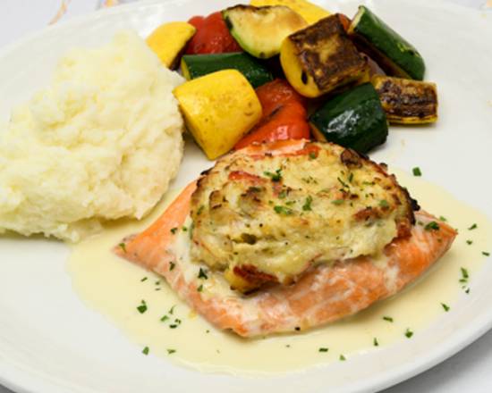 Order Crab and Shrimp Stuffed Salmon food online from McCormick & Schmicks Seafood Restaurant store, Edina on bringmethat.com