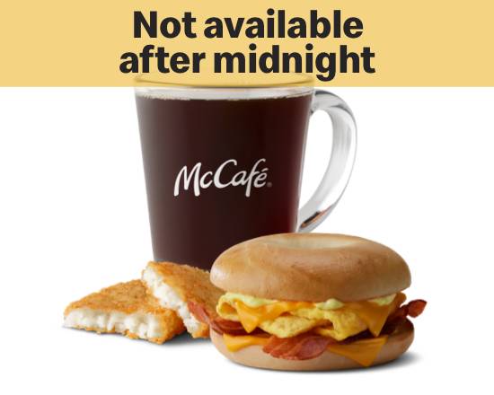 Order Bacon Egg Cheese Bagel Meal food online from Mcdonald© store, Pittsburgh on bringmethat.com