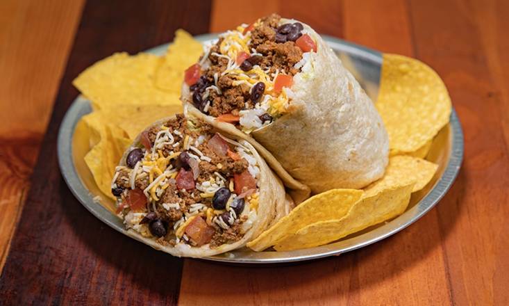 Order Ground Beef Burrito (Chips Included) food online from Xochimex Cantina Grill store, Miami on bringmethat.com