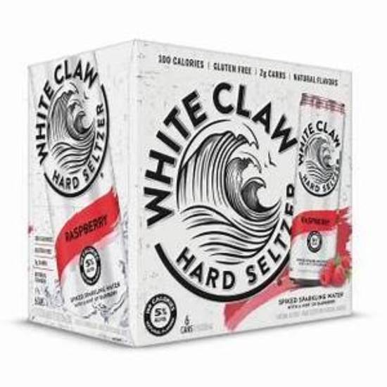 Order WHITE CLAW HARD SELTZER RASPBERRY 6PK-12OZ CANS food online from Rocky Liquor store, Claremont on bringmethat.com