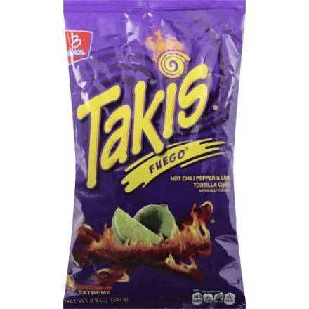 Order Takis Tortilla Chips Fuego (9.9 oz) food online from The Hangover Shop by Vita Coco store, Miami on bringmethat.com