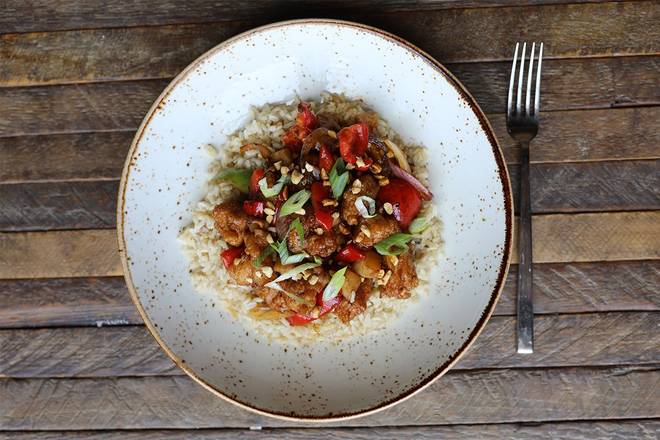 Order Kung Pao Bowl (Lunch Portion) food online from Lazy Dog Restaurant & Bar store, Addison on bringmethat.com