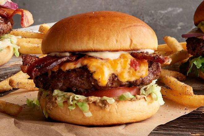 Order Billionaire's Bacon Burger food online from Twin Peaks Restaurant store, Oakbrook Terrace on bringmethat.com